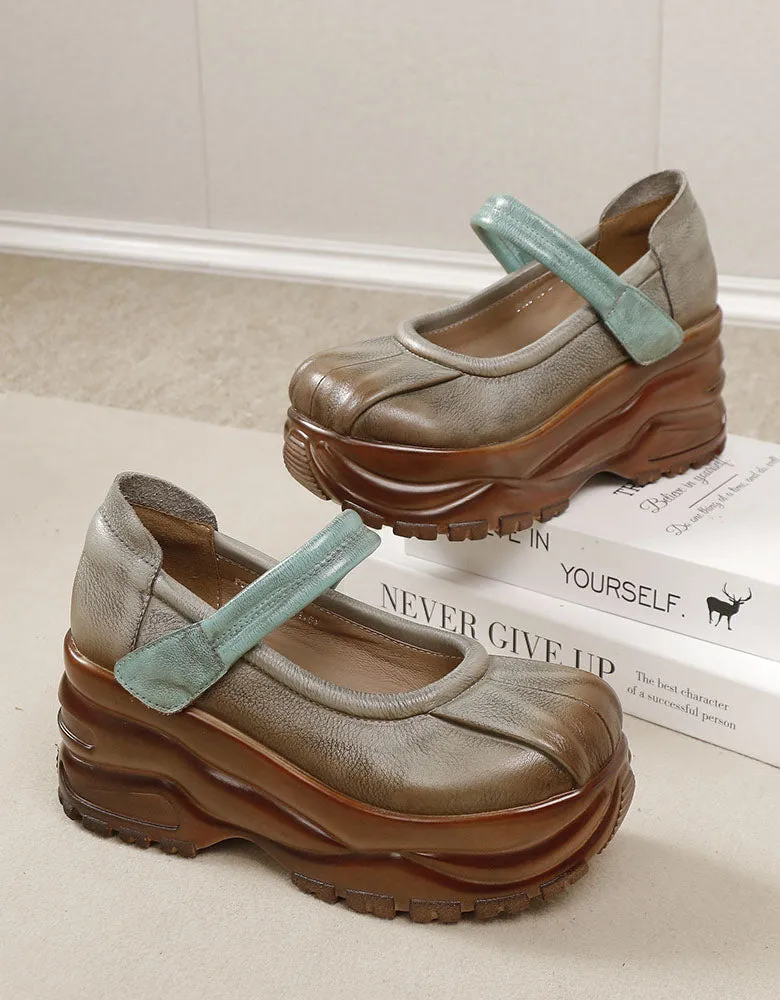 Handmade Retro Wide Toe Box Platform Sandals