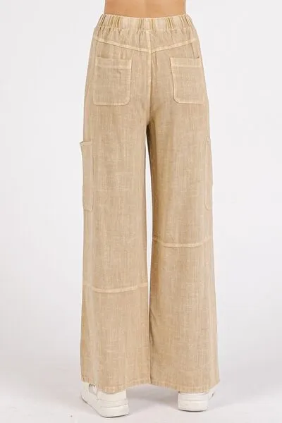 Hazel Blues® |  Mittoshop Mineral Wash Drawstring Elastic Waist Pants