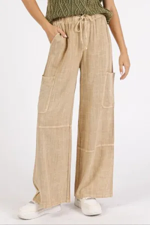 Hazel Blues® |  Mittoshop Mineral Wash Drawstring Elastic Waist Pants
