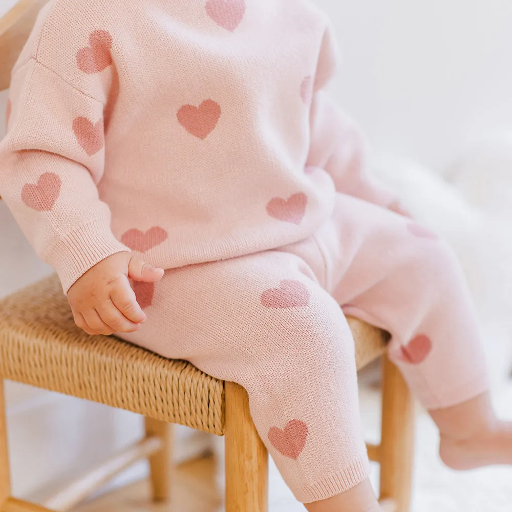 Heart Knit Pants | Bubblegum