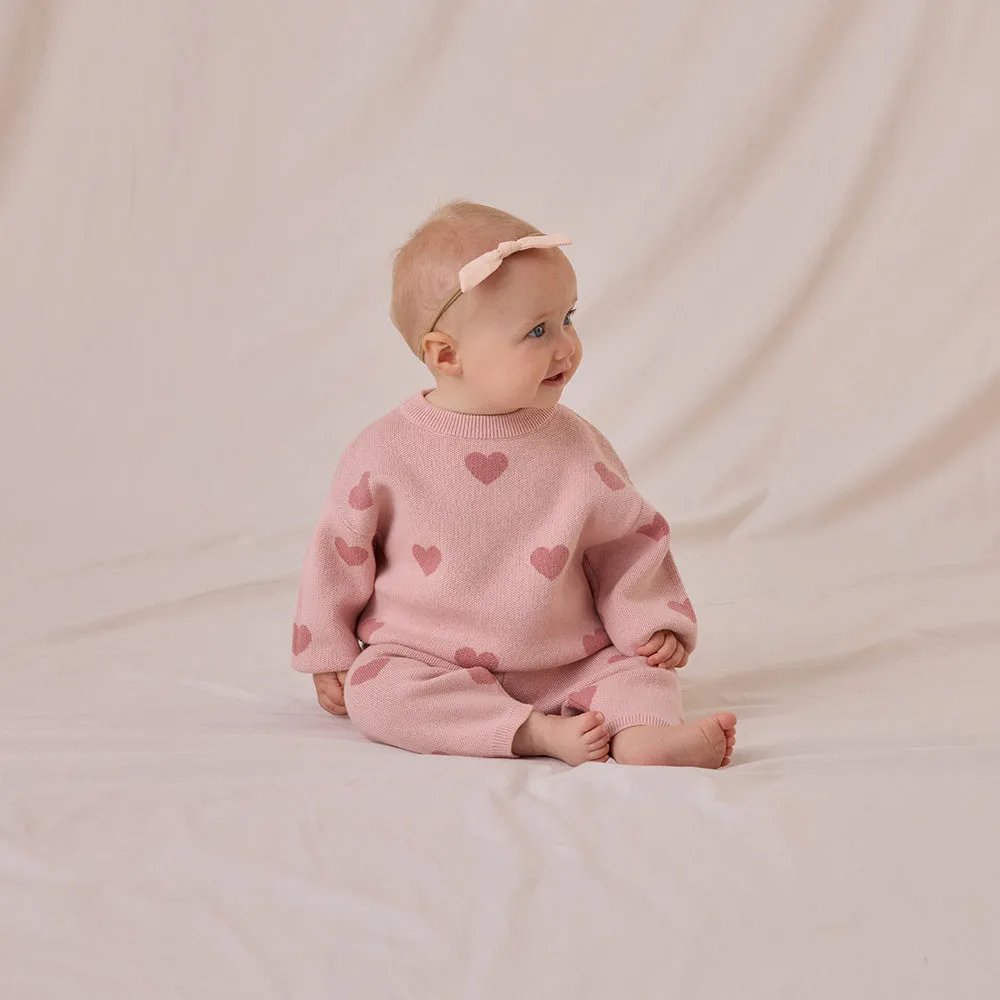 Heart Knit Pants | Bubblegum
