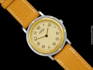 Hermes Mens Clipper 2-Tone Quartz Watch - Stainless Steel & 18K Gold Plated