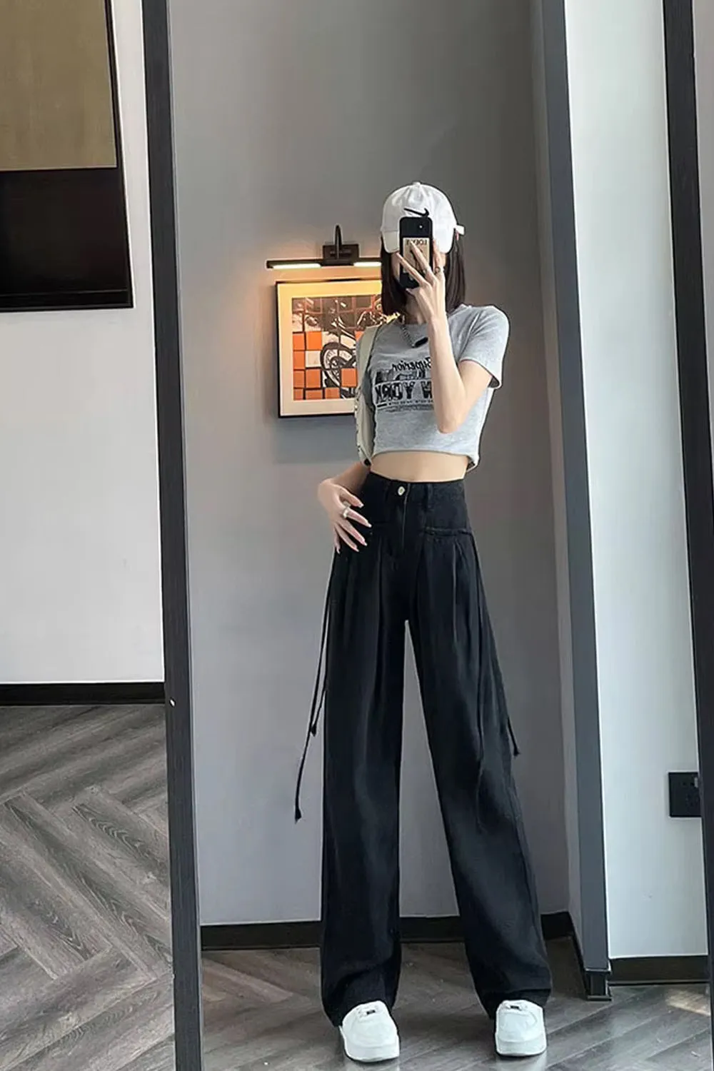 High Waist Cute Drawstring Long Jeans Pants