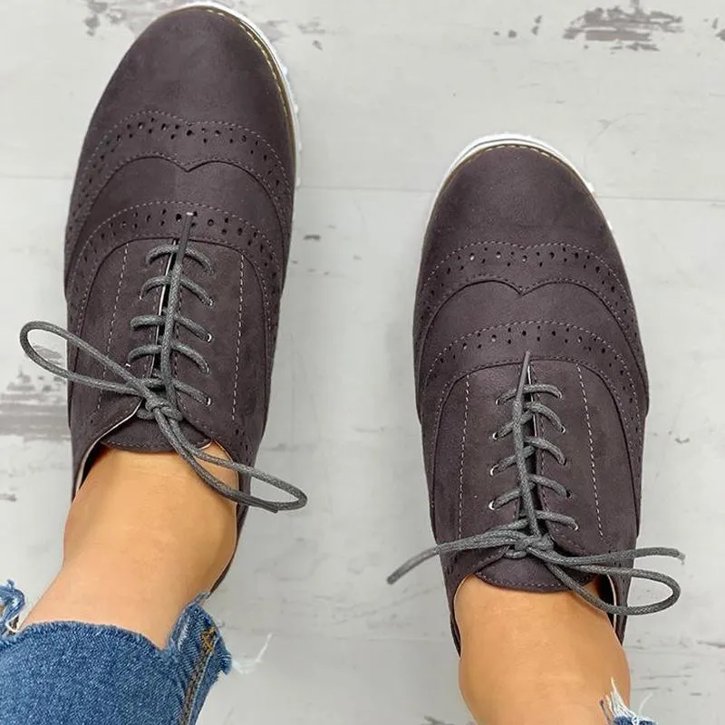 Hollow Out Pattern Lace-up Platform Shoes
