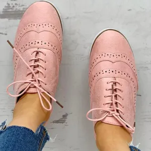 Hollow Out Pattern Lace-up Platform Shoes