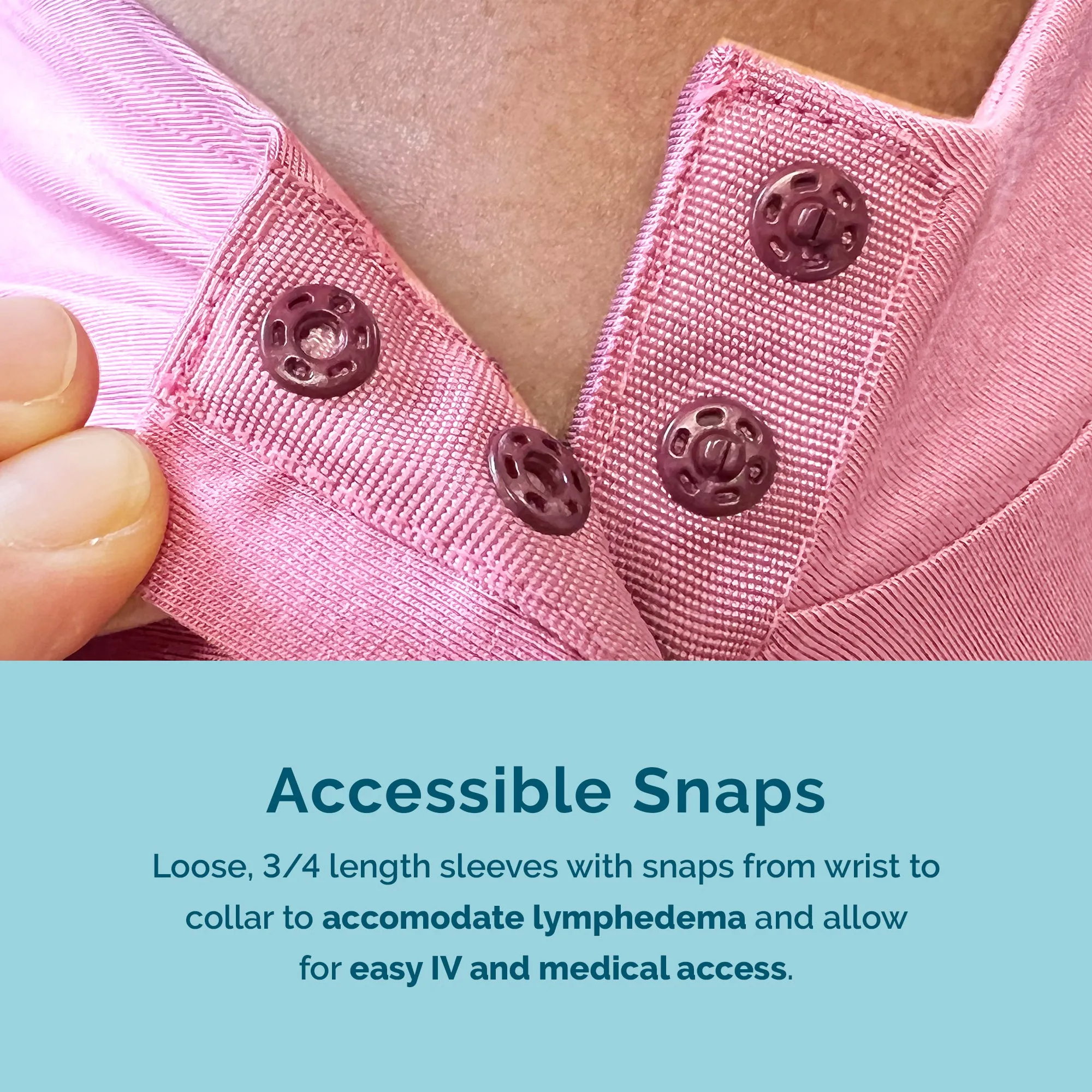 Hospital Pajamas with Snap Sleeves in Dusty Rose