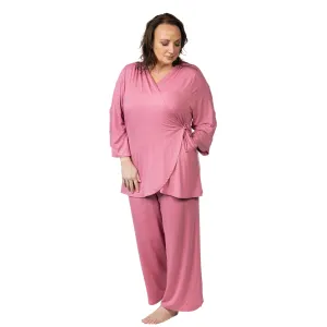 Hospital Pajamas with Snap Sleeves in Dusty Rose