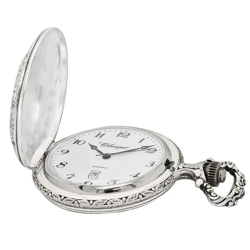 Hunting Deer   Antique Silver Swiss Quartz Pocket Watches