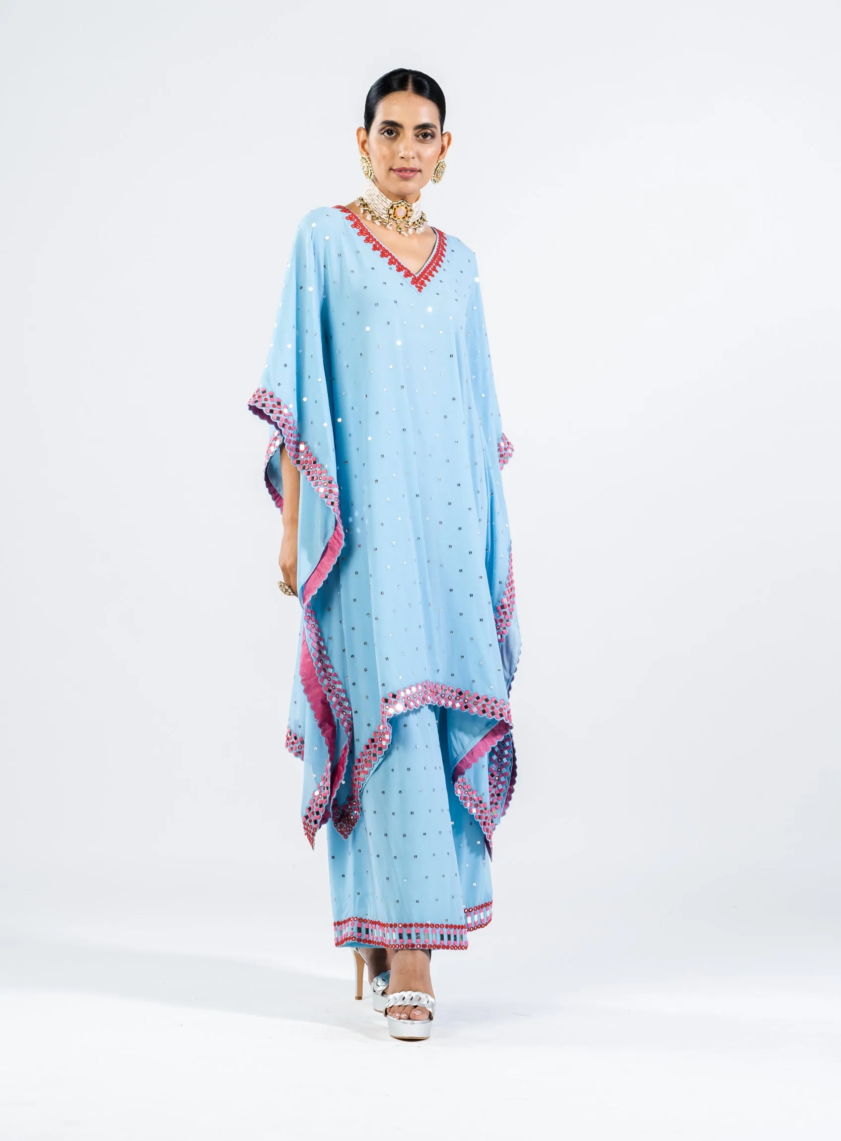 Ice blue kaftan with palazzo