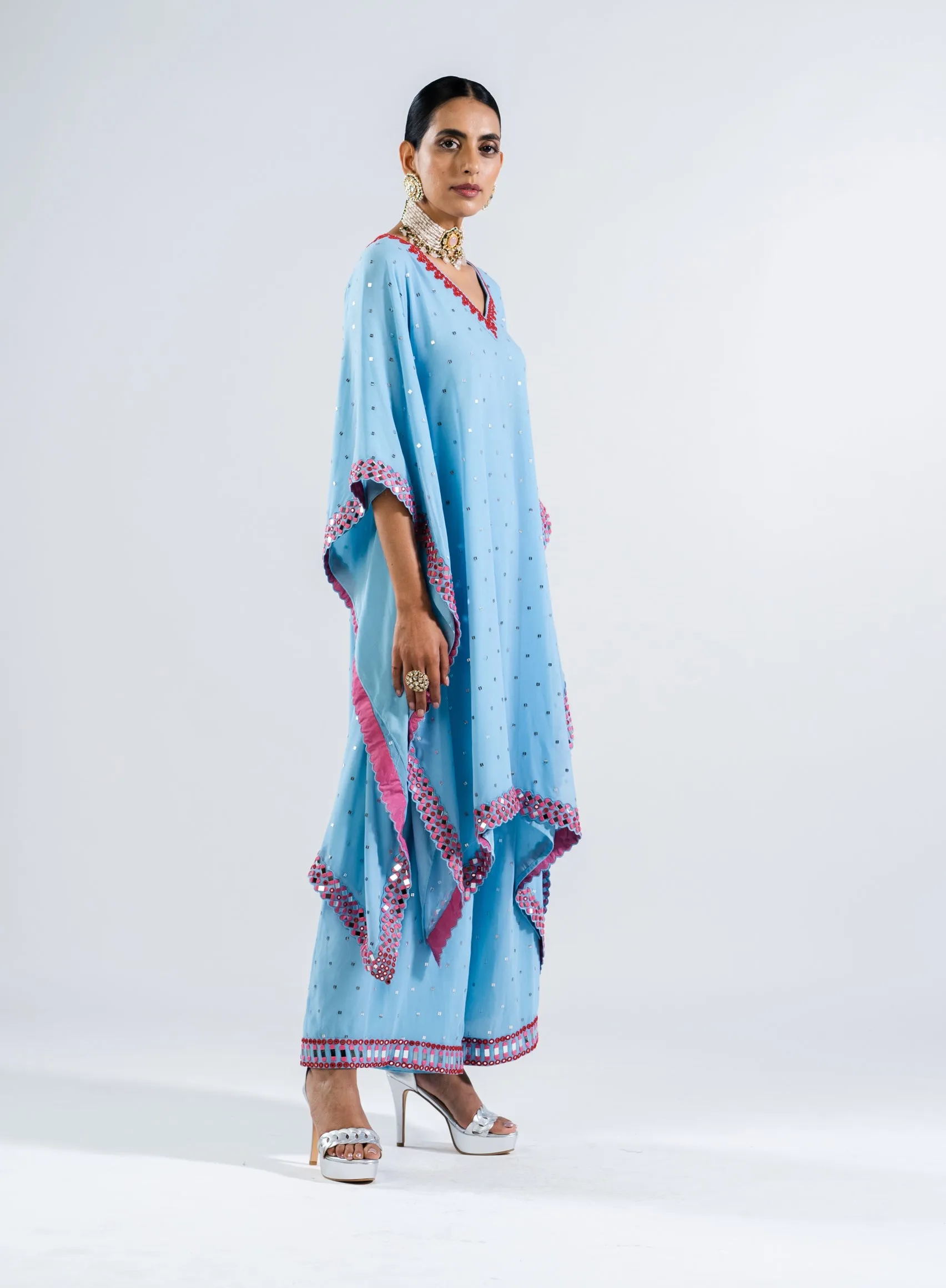 Ice blue kaftan with palazzo