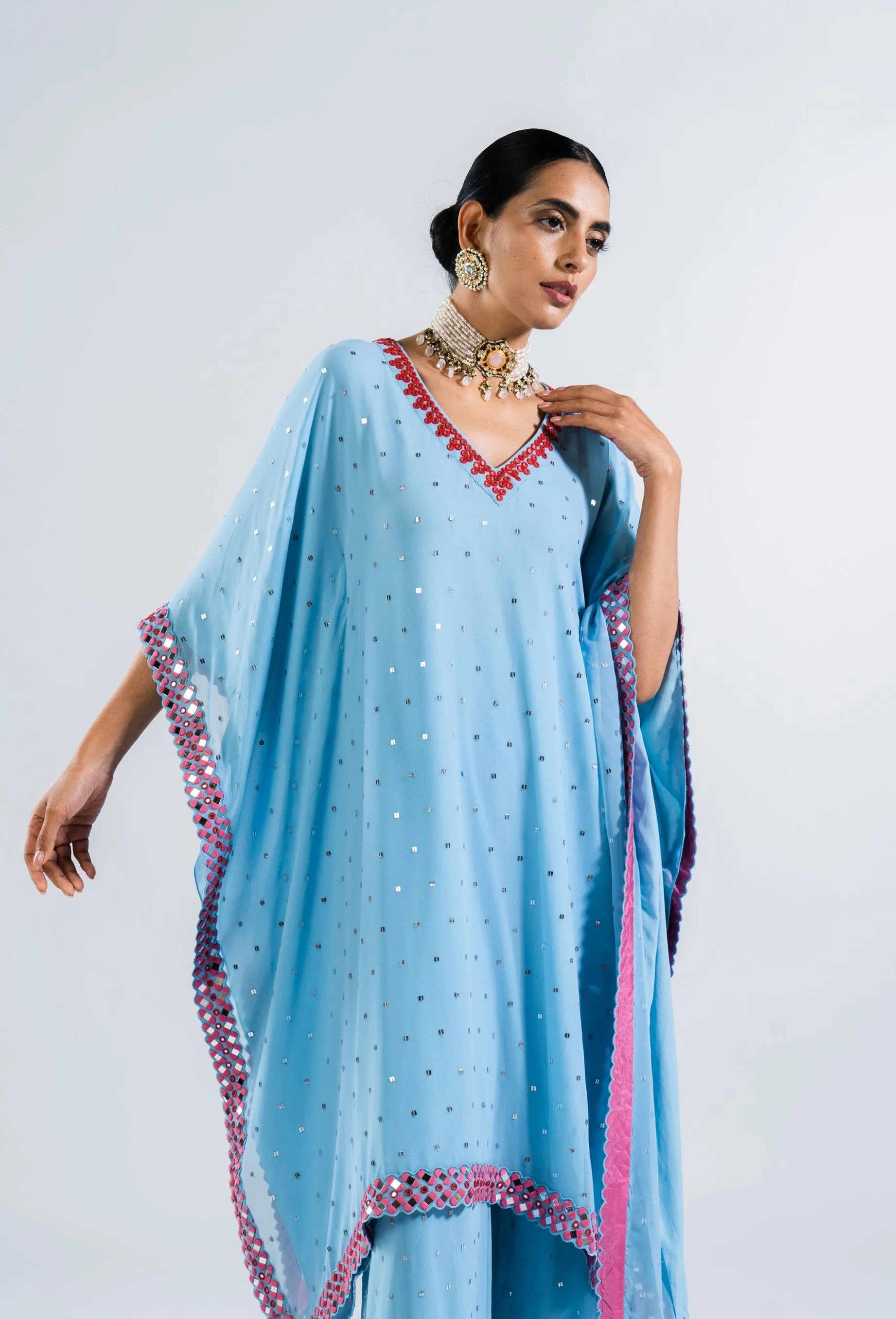 Ice blue kaftan with palazzo