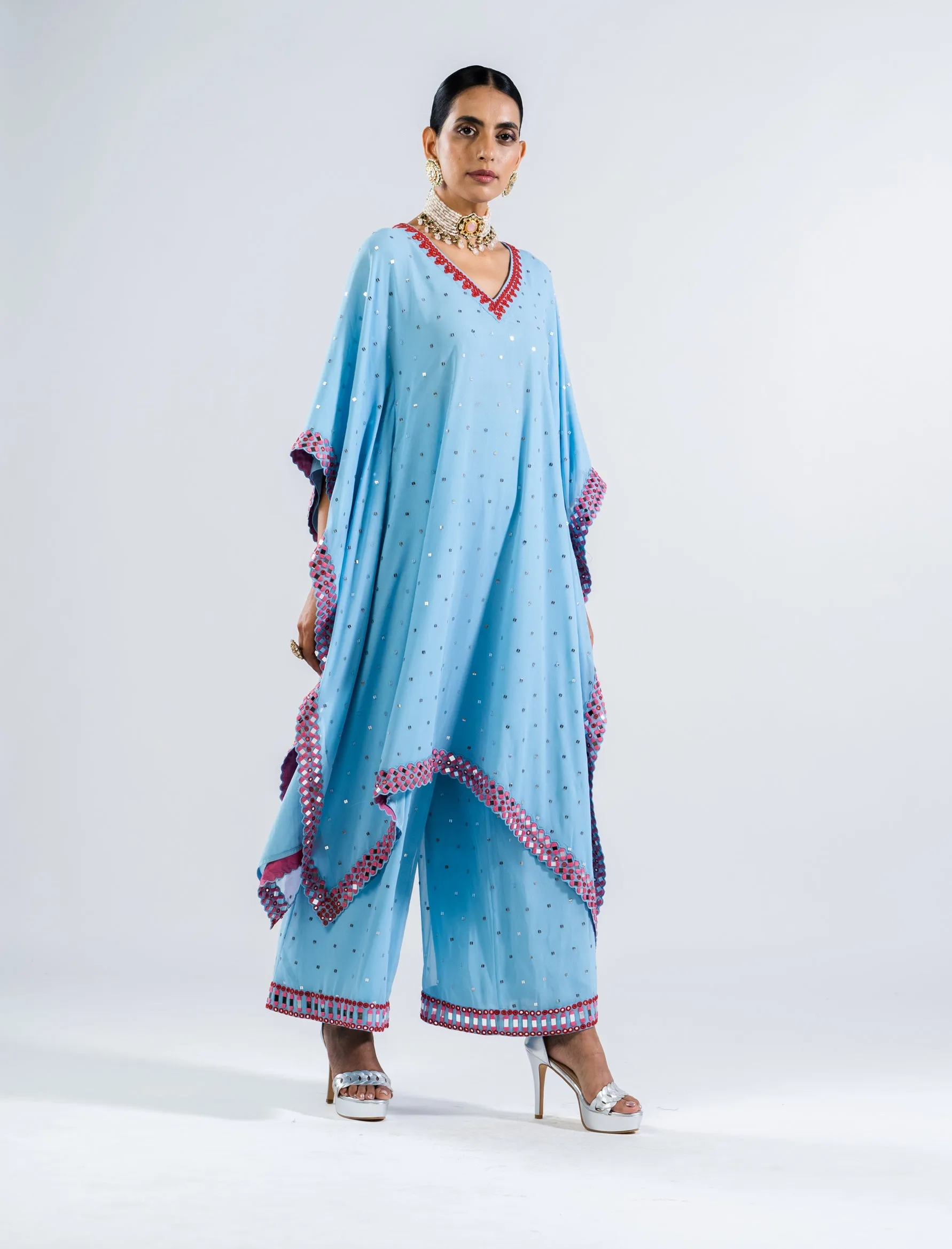 Ice blue kaftan with palazzo