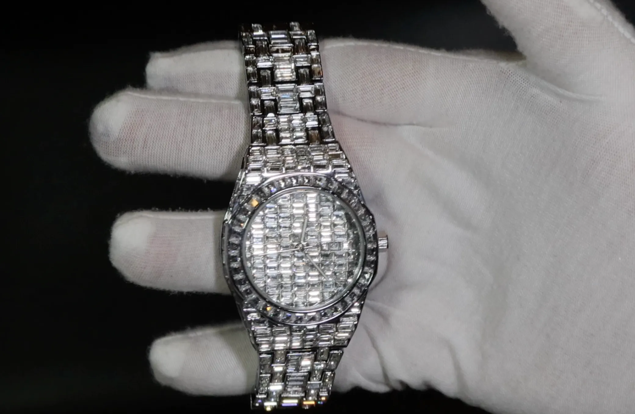 Iced Out Watch | Iced Watch | Mens Baguette Diamond Watch | Hip Hop Diamond Watch