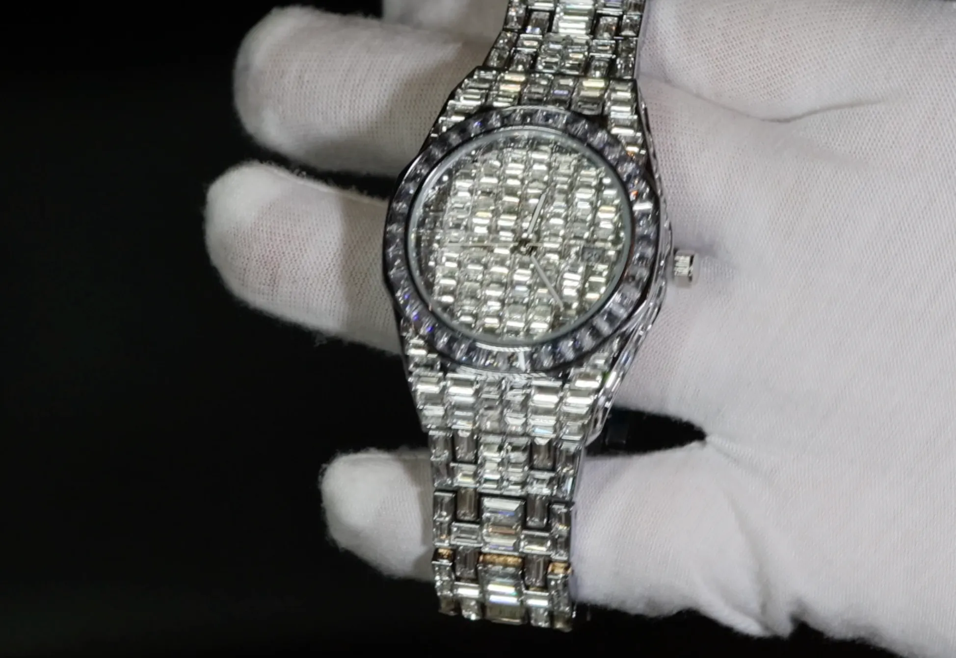 Iced Out Watch | Iced Watch | Mens Baguette Diamond Watch | Hip Hop Diamond Watch