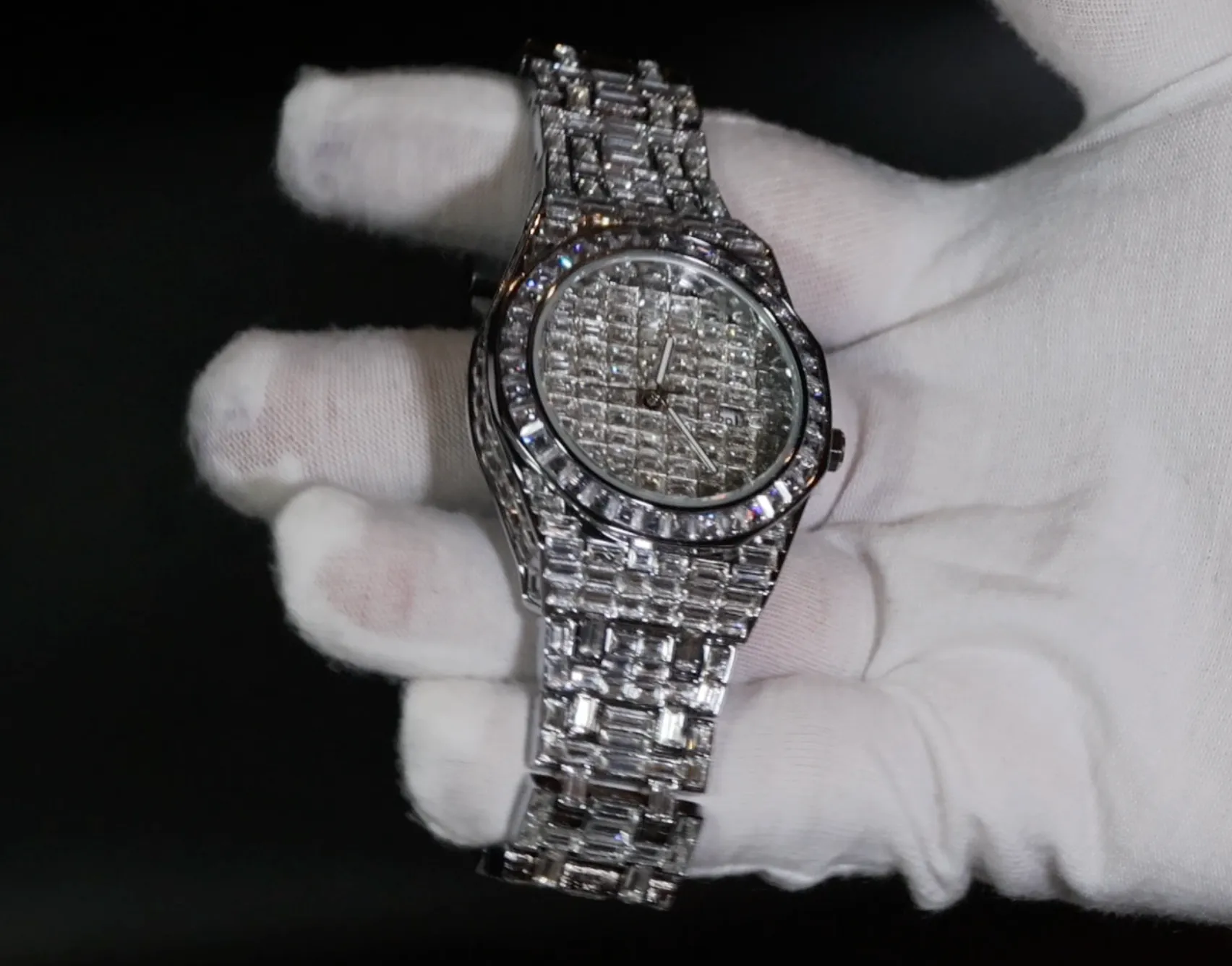 Iced Out Watch | Iced Watch | Mens Baguette Diamond Watch | Hip Hop Diamond Watch