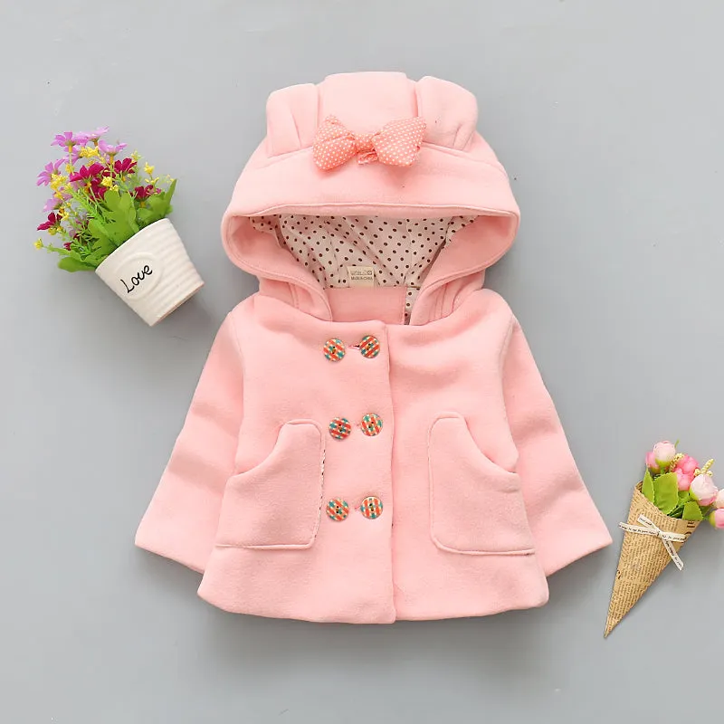 Infants & Toddler Girls Hooded Woolen Coat