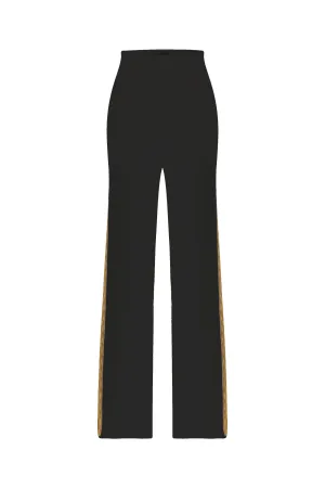 INTARSIA KNITWEAR PANTS BLACK GOLD BRONZE