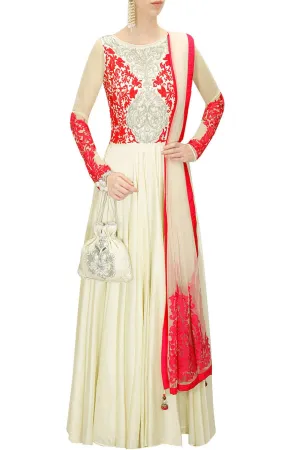 Ivory colour floor length