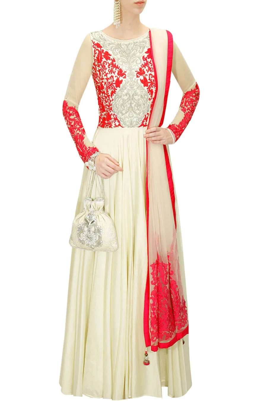 Ivory colour floor length