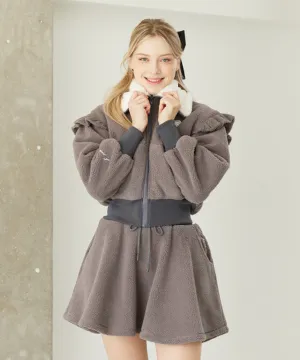 J.Jane Fleece Frill zip-up set - Gray
