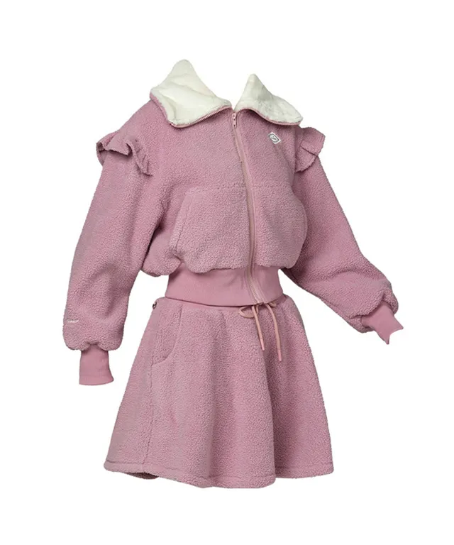 J.Jane Fleece Frill zip-up set - Indian Pink