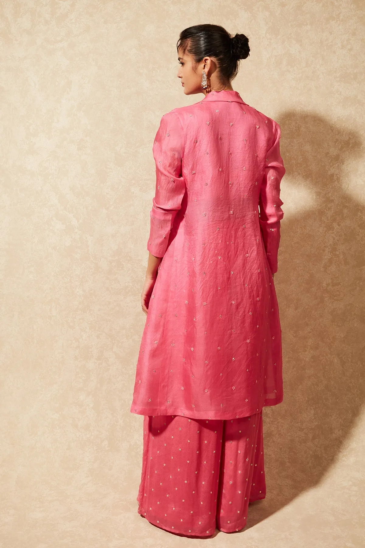June Organza Trench Jacket And Flared Pants