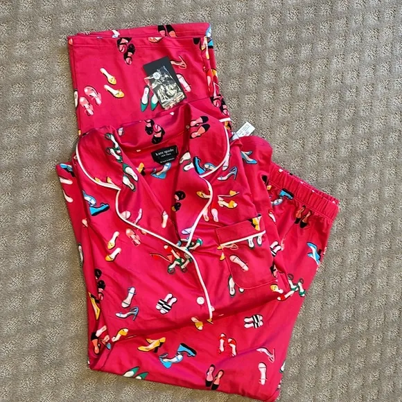 Kate Spade Long Sleeve Shoe Themed Pajama Set