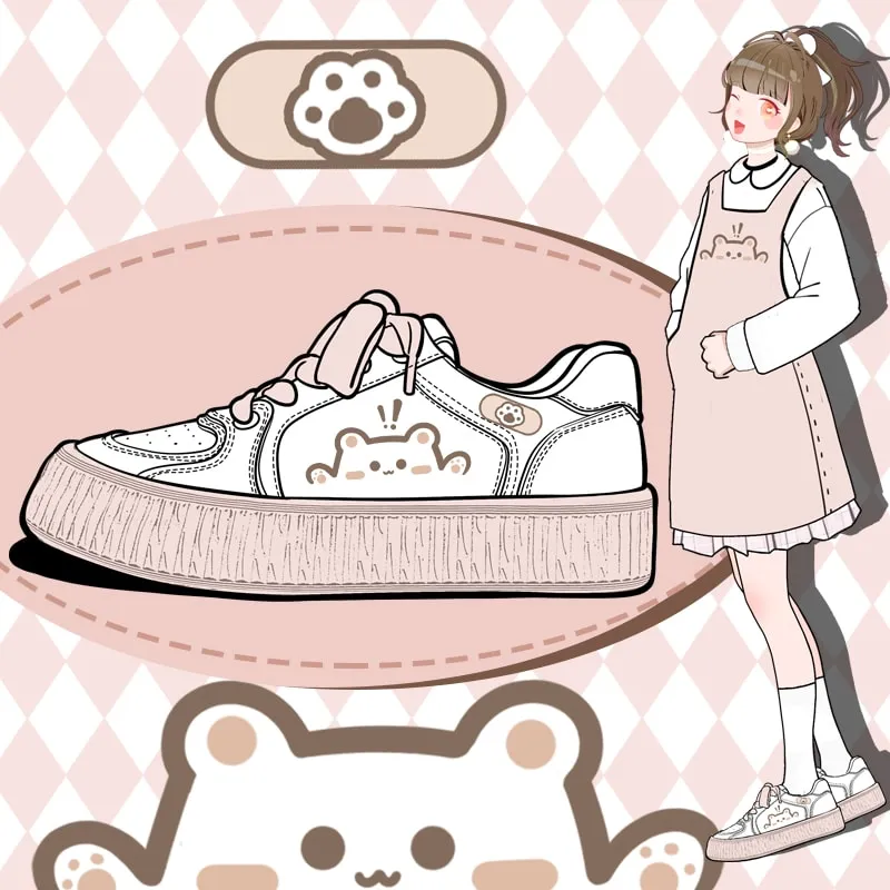 Kawaii White Platform Tennis Shoes
