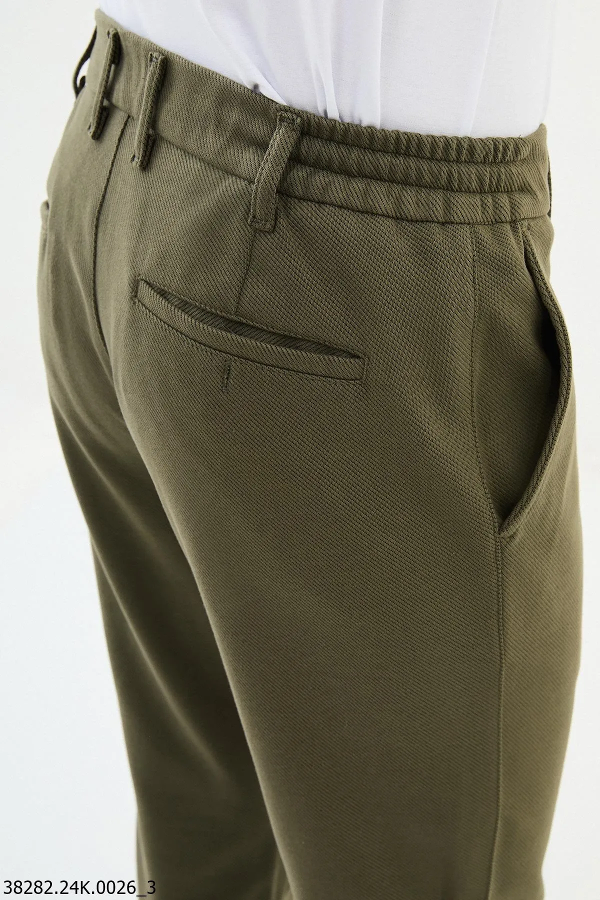 Khaki Coastal Cotton Blend Drawstring Pants