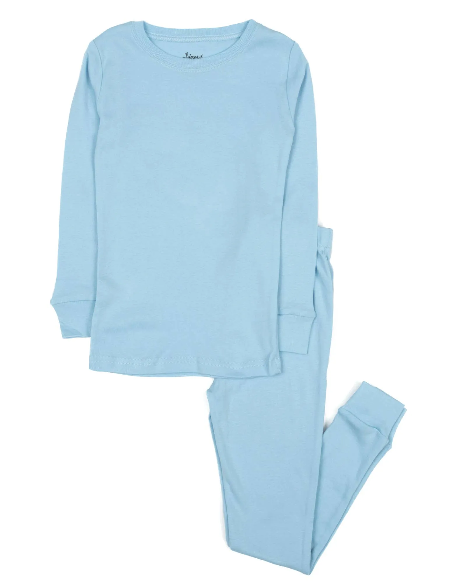 Kids Solid Two Piece Cotton Pajamas   Embroidery