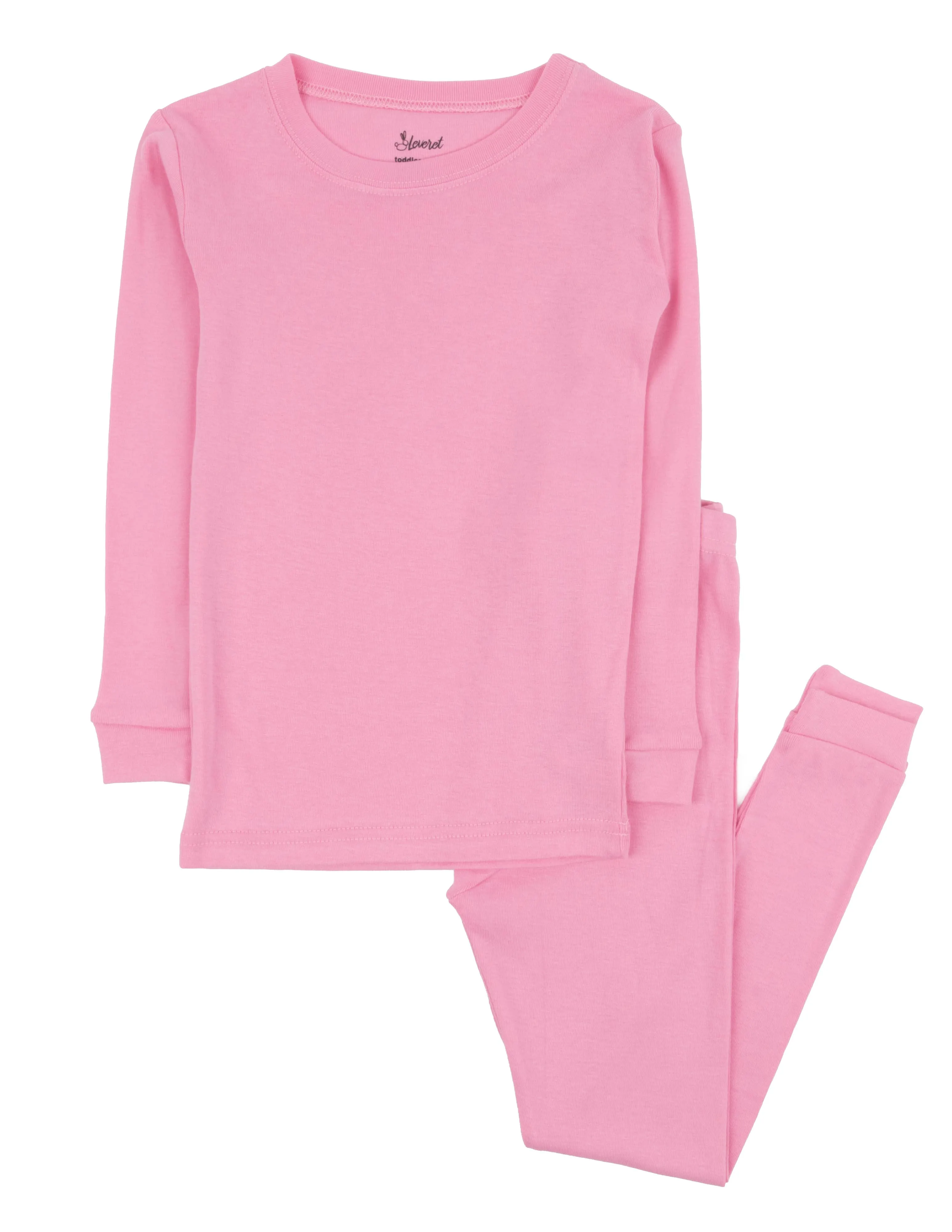 Kids Solid Two Piece Cotton Pajamas   Embroidery