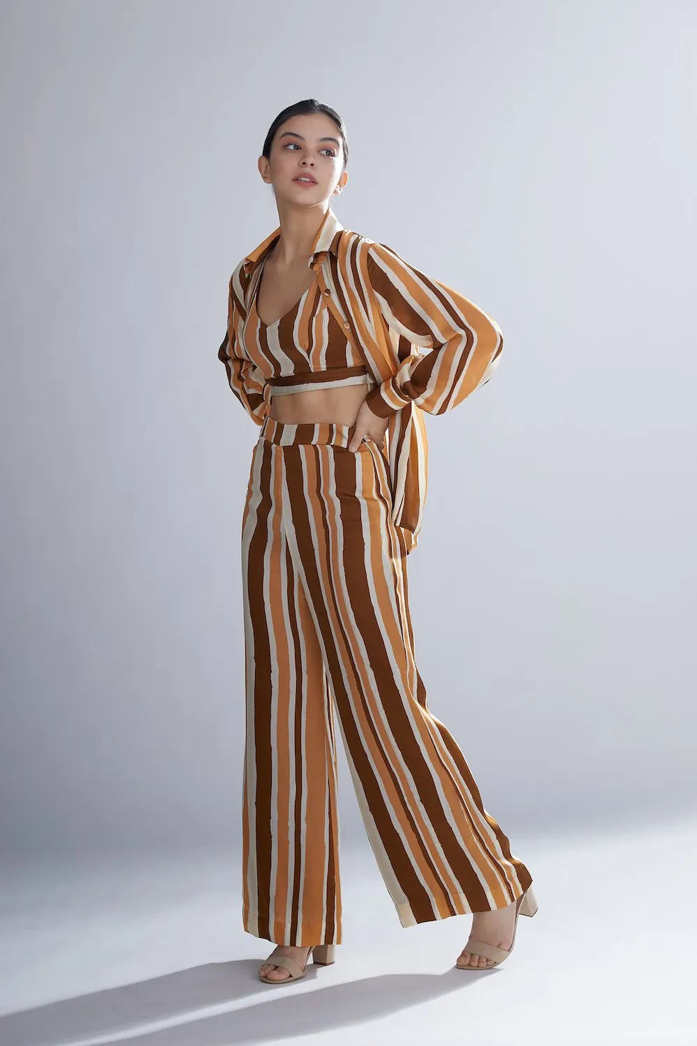 Koai   I   Brown Rust And Cream Stripe Pants