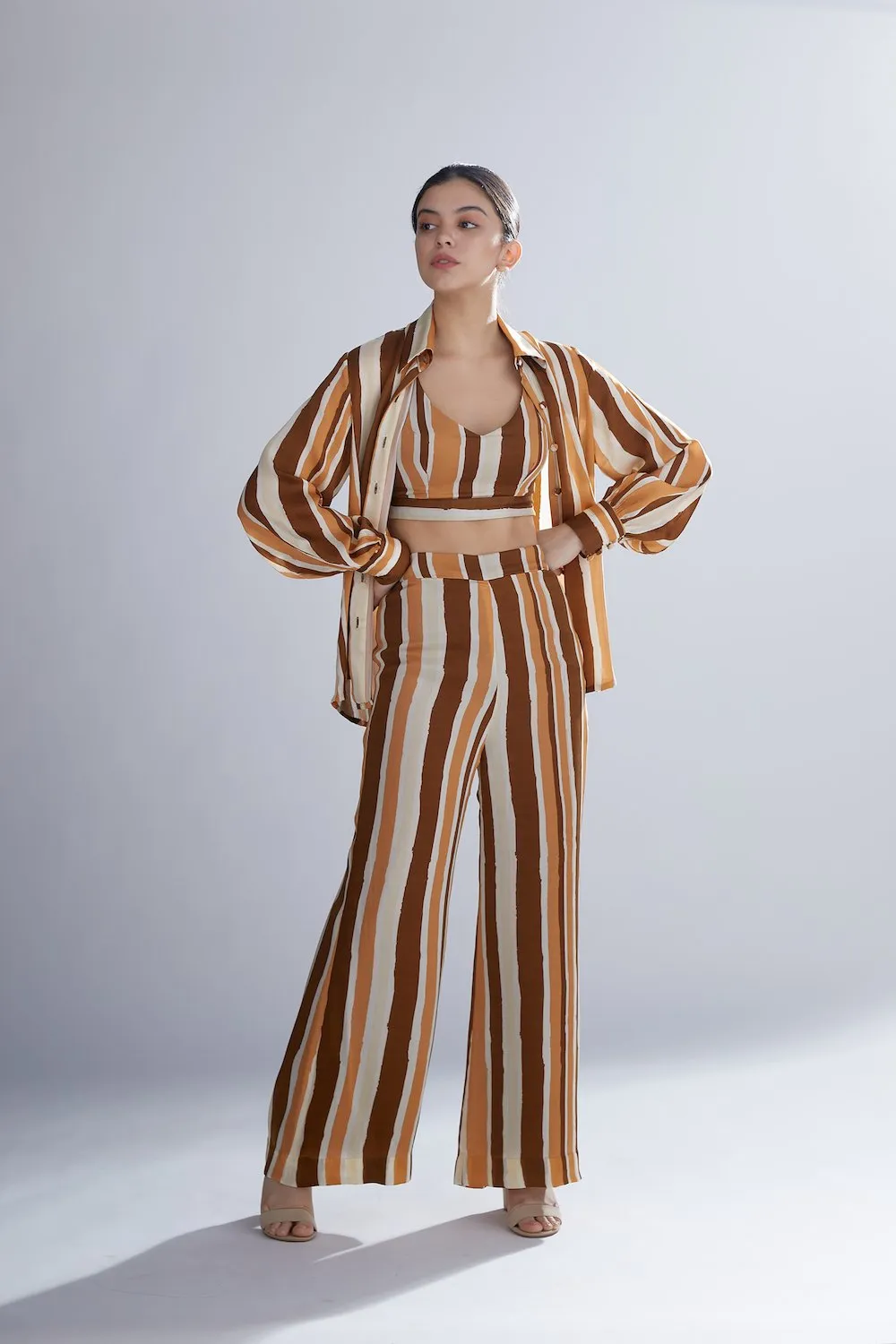 Koai   I   Brown Rust And Cream Stripe Pants