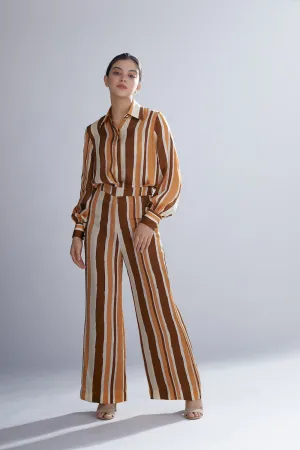 Koai   I   Brown Rust And Cream Stripe Pants