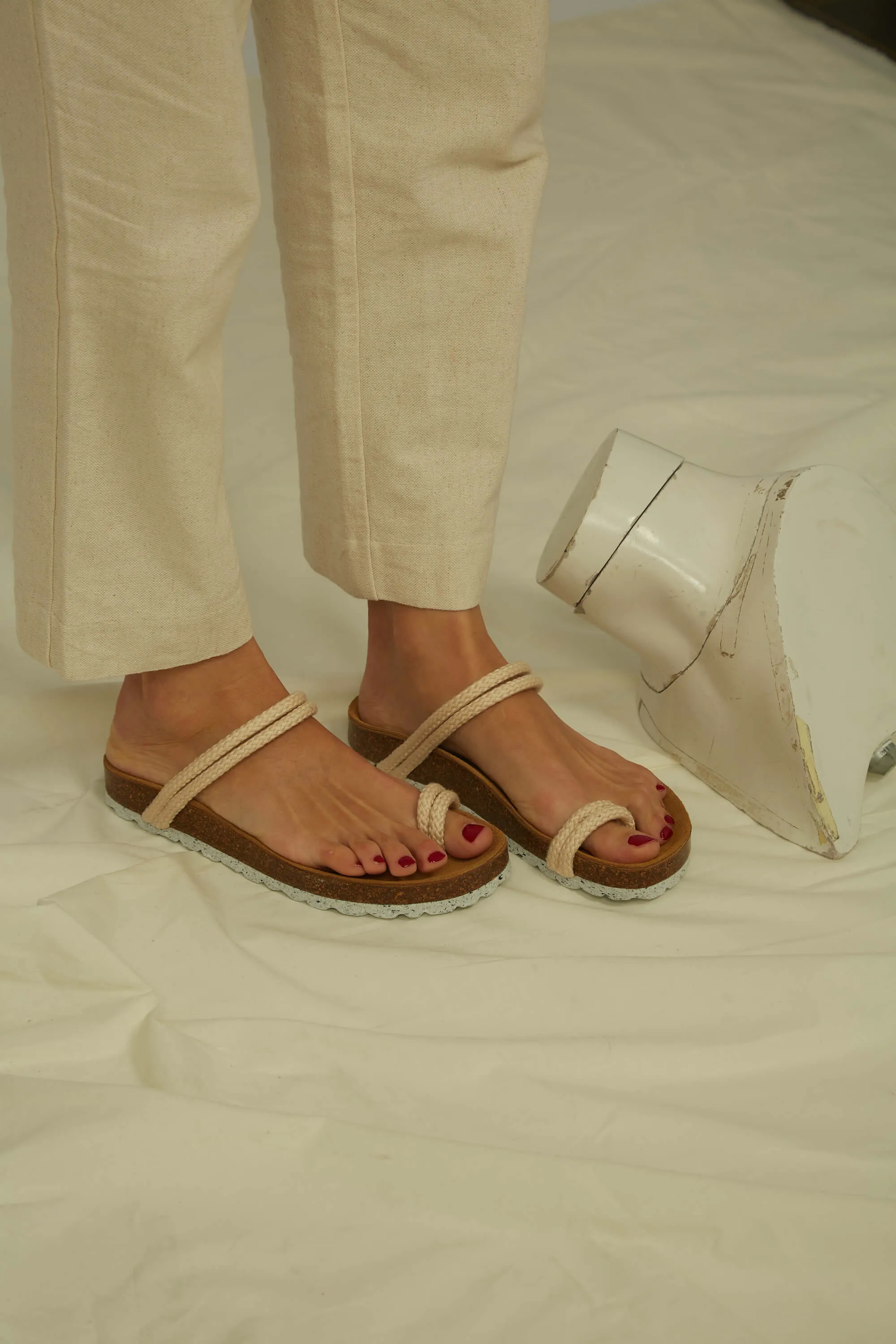 La Orotava Vegan Cotton Rope & Cork Sandals | Natural