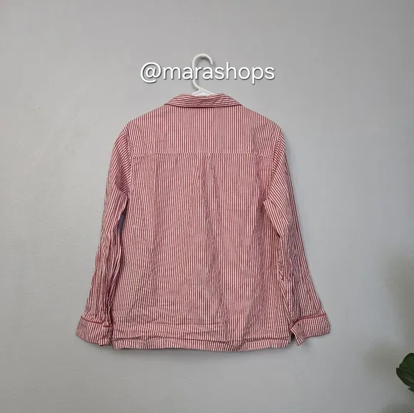 LAKE Pajamas Poplin Piped Shirt in Scarlet Red