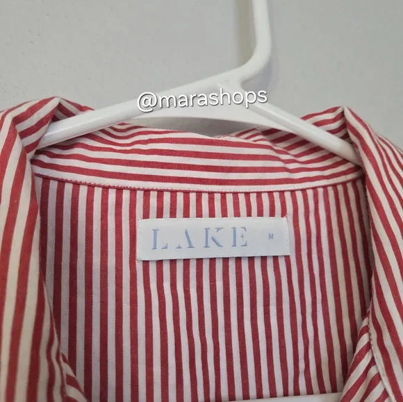 LAKE Pajamas Poplin Piped Shirt in Scarlet Red