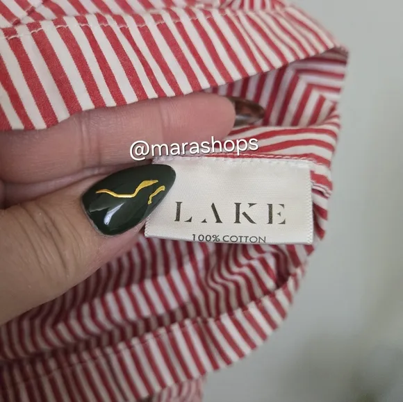 LAKE Pajamas Poplin Piped Shirt in Scarlet Red