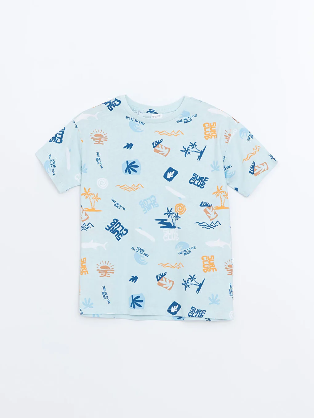 LCW Kids Blue Crew Neck Boy Shorts Pajama Set