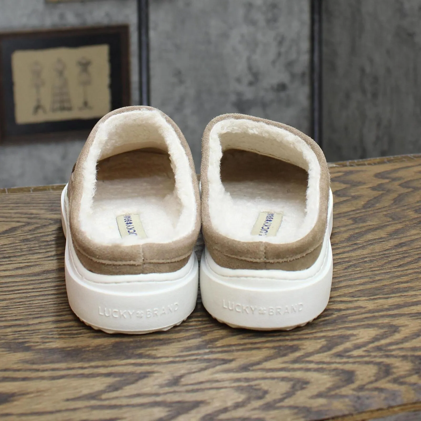 Lucky Brand Women's Korrin Plush Slip-On Sneakers Shoes Smokey Ash Brown 8.5M
