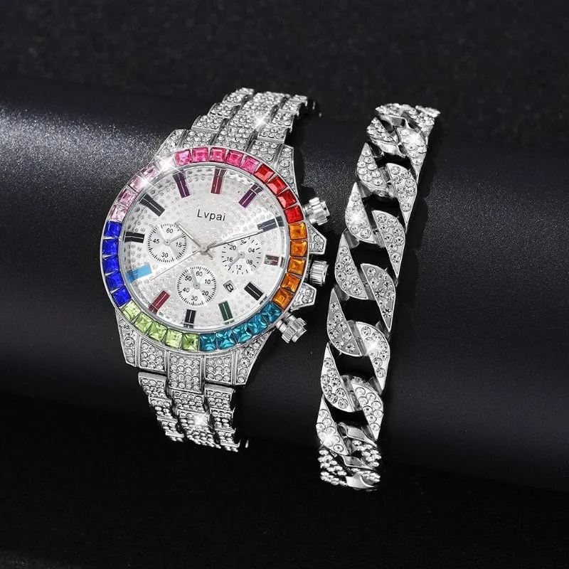 Luxury Diamond Watch Bracelet Set Women Party Anniverssary Jewelry