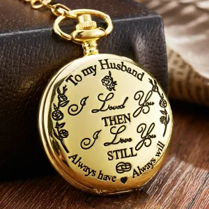 Luxury Quartz Pocket Watch With Chain To My Husband  I LOVE YOU Necklace Watches Men Anniversary Gift Present reloj de bolsillo