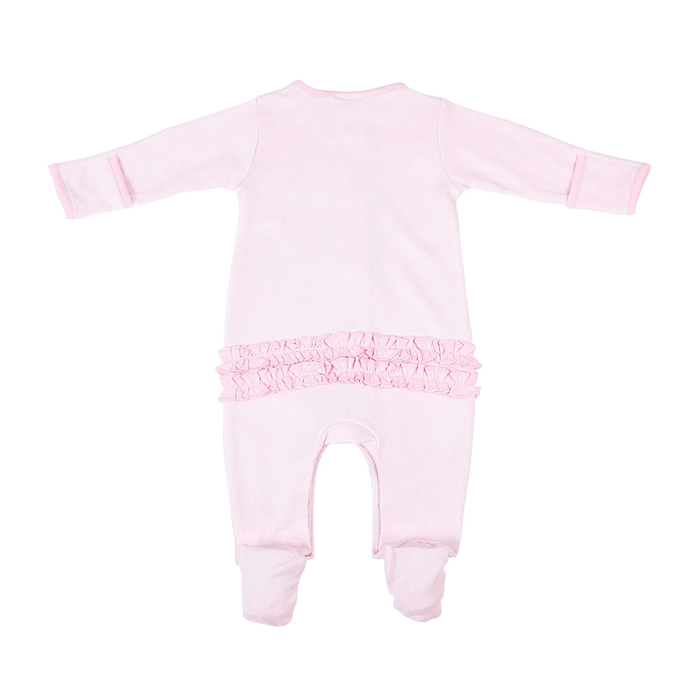 Magnolia Baby Darling Football Embroidered Ruffle Footie - Pink