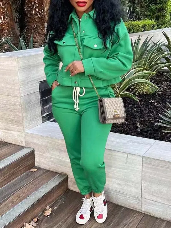 Mangocouture mangocouture Snap-Front Top & Drawstring Pants Set