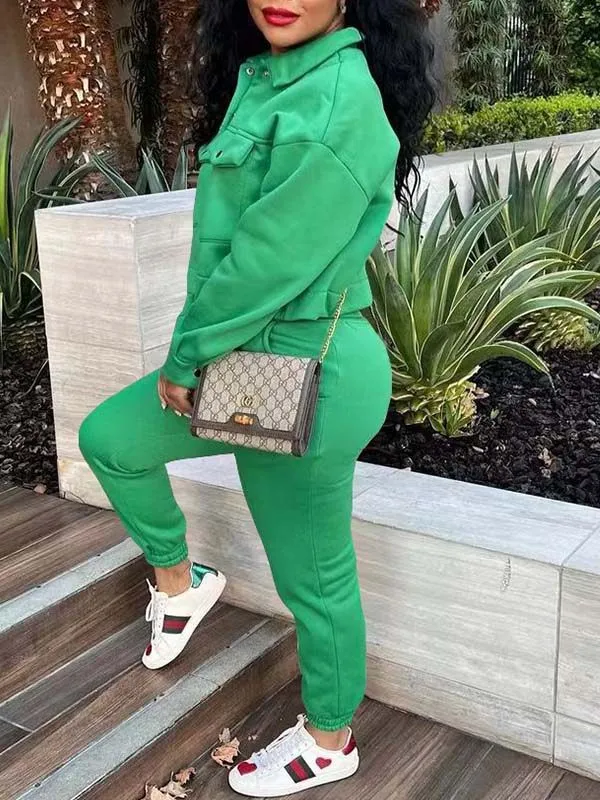 Mangocouture mangocouture Snap-Front Top & Drawstring Pants Set