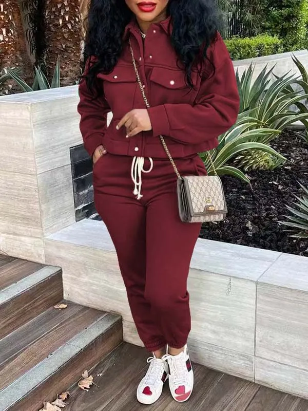 Mangocouture mangocouture Snap-Front Top & Drawstring Pants Set