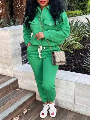 Mangocouture mangocouture Snap-Front Top & Drawstring Pants Set