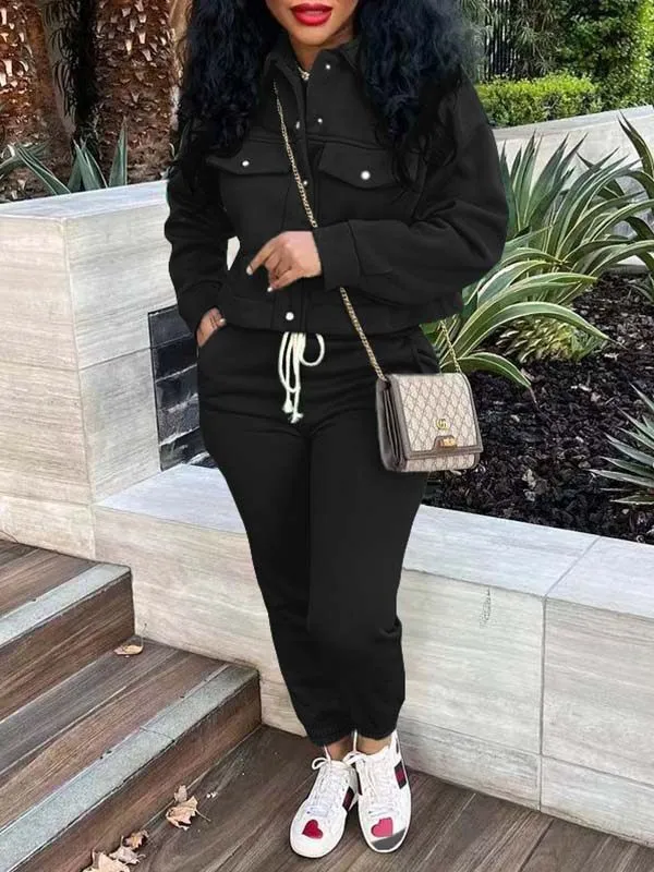 Mangocouture mangocouture Snap-Front Top & Drawstring Pants Set