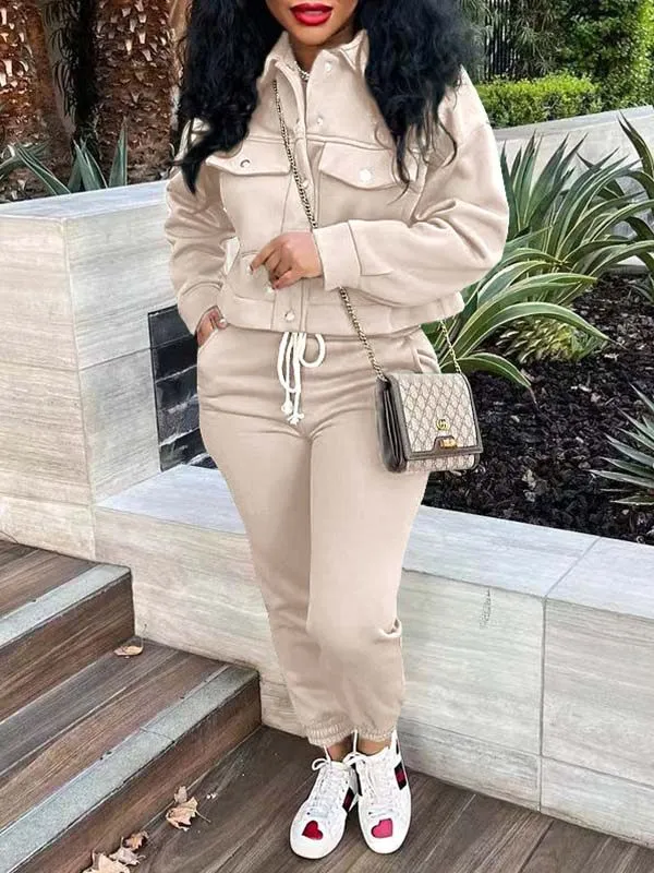Mangocouture mangocouture Snap-Front Top & Drawstring Pants Set