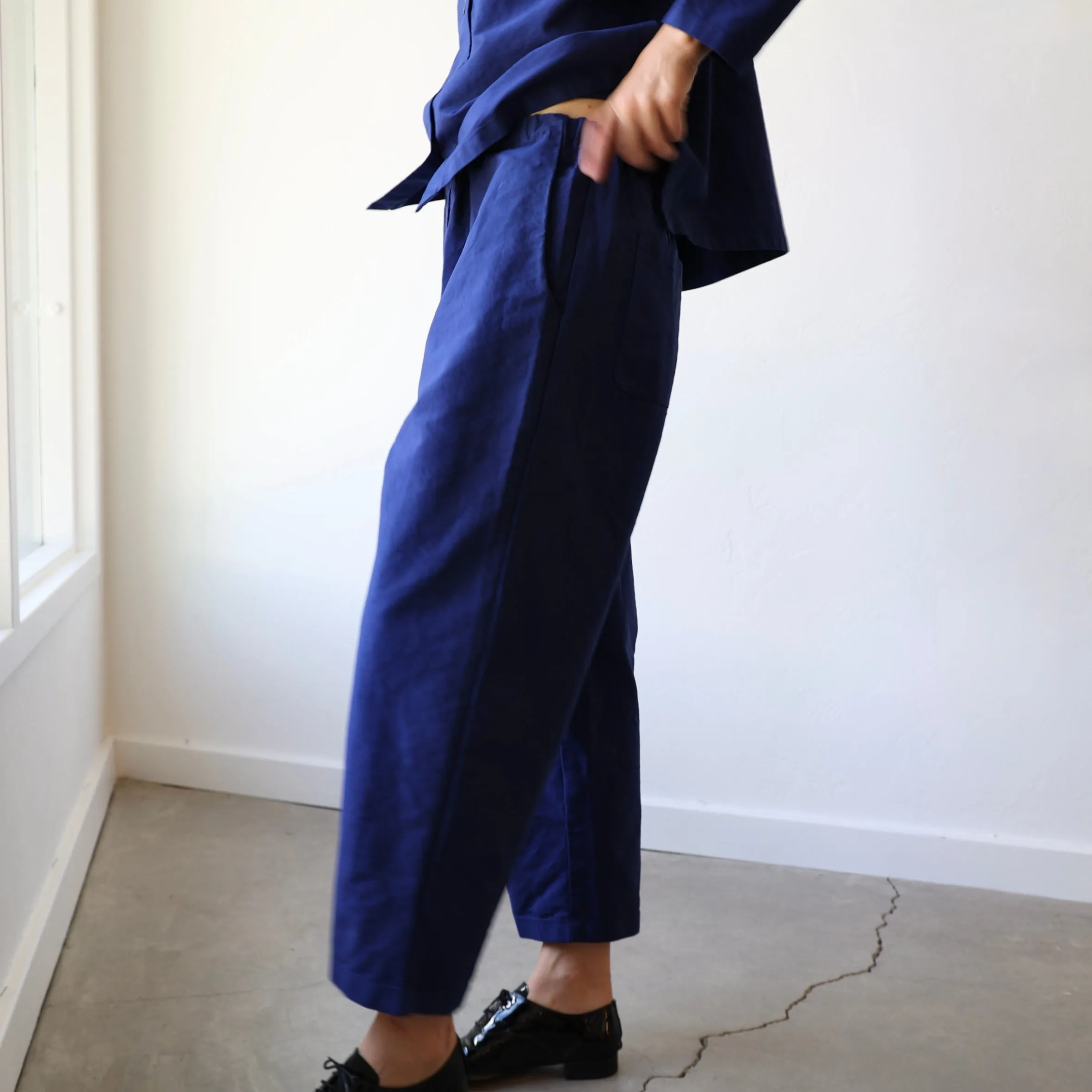 Manuelle Guibal Brushed Cotton Boyfriend Pants - Oceanic Blue